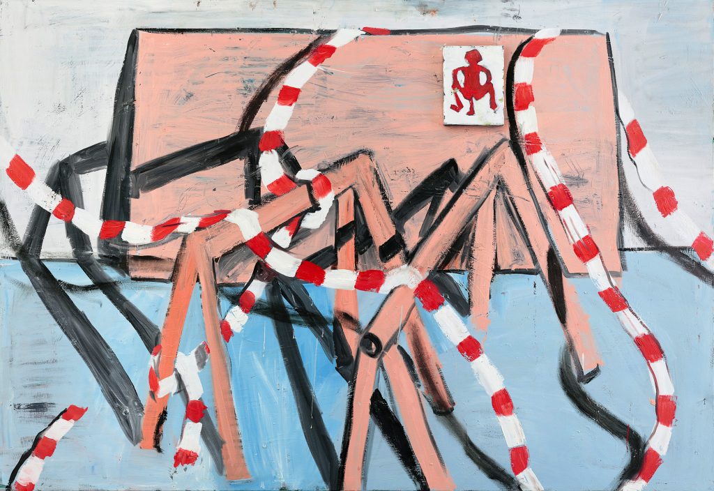 Peter Bosshart, Im Atelier, 2009, Öl/Lw, 50 x 200 cm