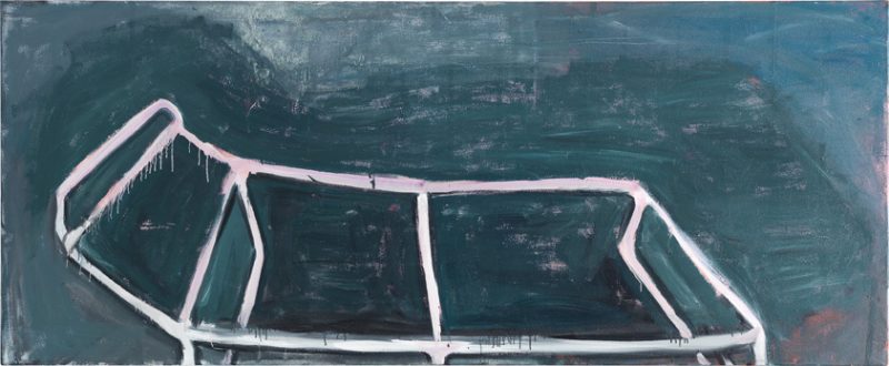 Peter Bosshart, Liege, 2018, Öl/Lw, 90 x 220 cm