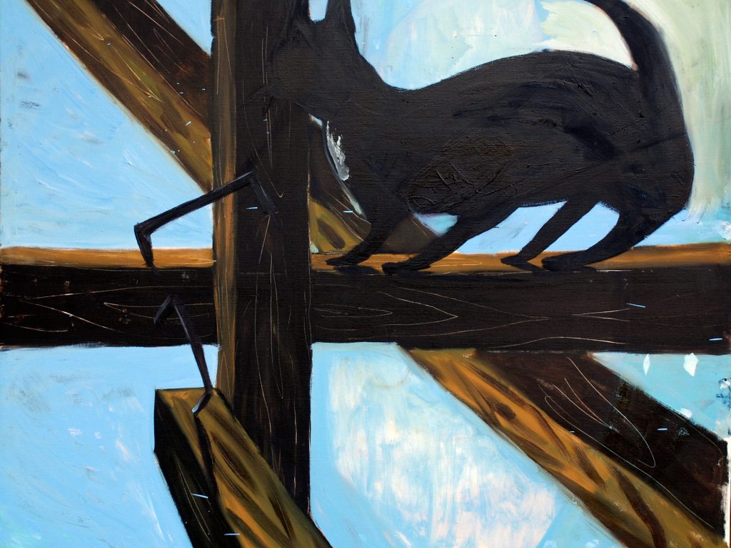 Peter Bosshart, Im Gebälk, 2009, Öl/Lw, 160 x 190 cm